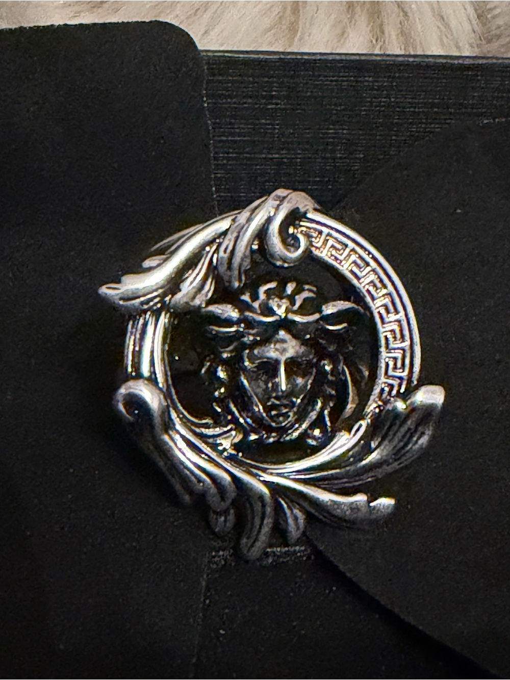 Sz Italian 15 Versace Silver-tone Medusa ring
